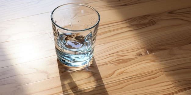 Glas water houten vloer foto van hoge kwaliteit