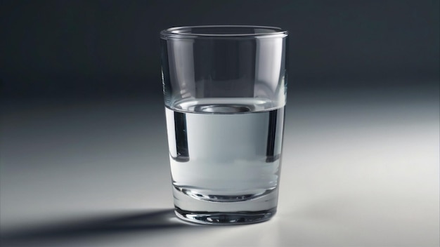 Glas water op een grijze achtergrond 3D-rendering 3D-illustratie