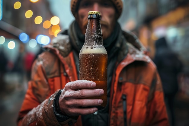 Foto glasjes en flessen met ijskoud bier