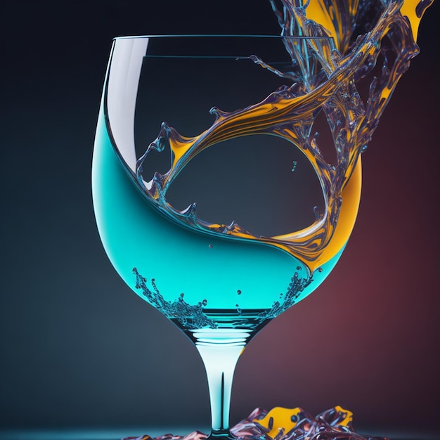 a glass in abstract background