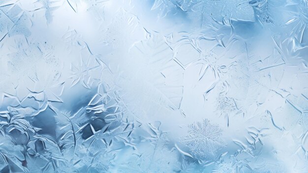 Photo glass adorned with frost as a decorative background