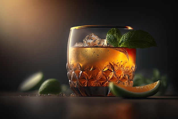 Glass of alcohol Illustration Generative AI