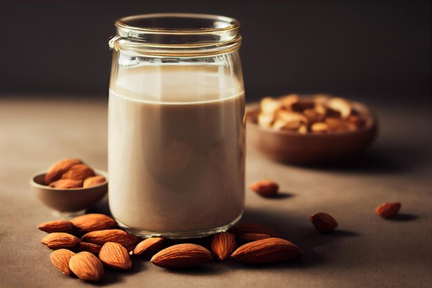 a glass of almond milk