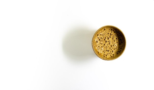 glass of americano coffee on white background