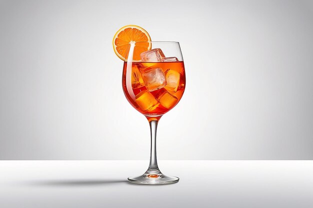 Glass of aperol spritz cocktail isolated on white background