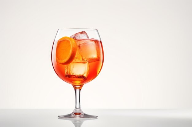 Foto bicchiere di cocktail aperol spritz isolato su sfondo bianco