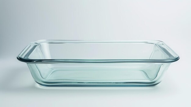 glass baking dish on white background