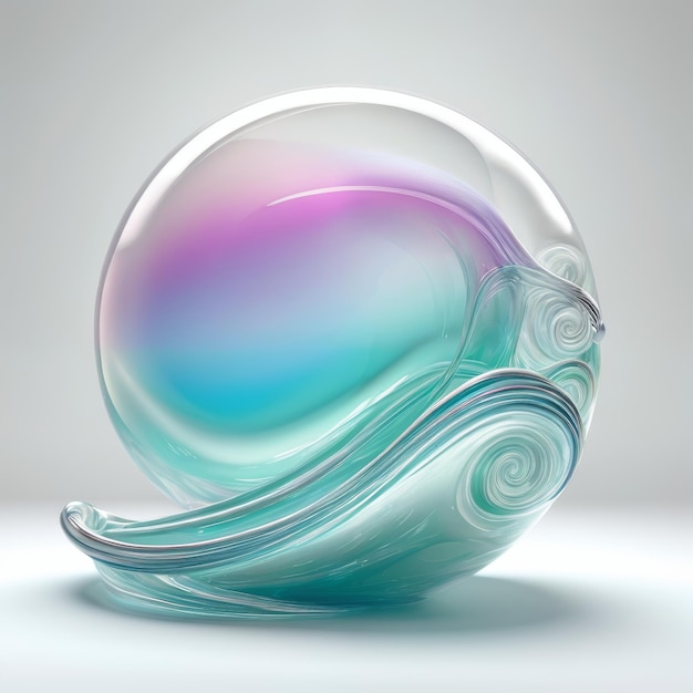 Photo glass ball containing a wave