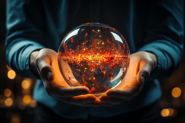 glass ball in the hands