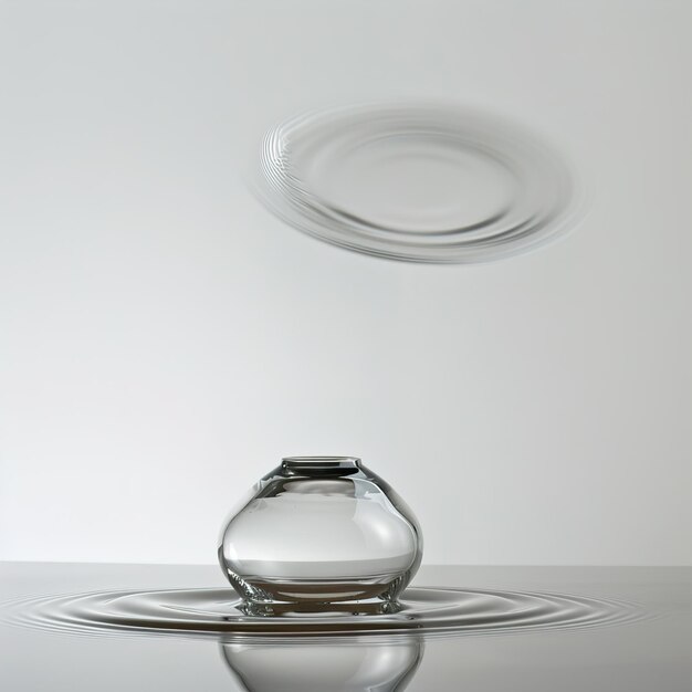 Foto una palla di vetro galleggia nell'aria con un anello attorno ad essa