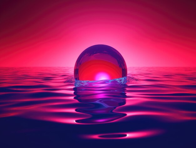 A glass ball is floating on the water.