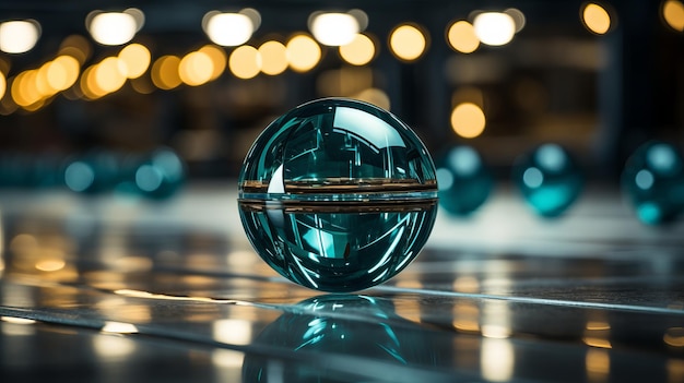 Photo a glass ball sitting on top of a table