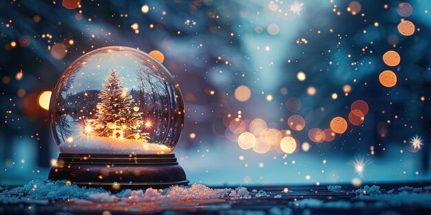 A glass ball in the snow Christmas Eve concept