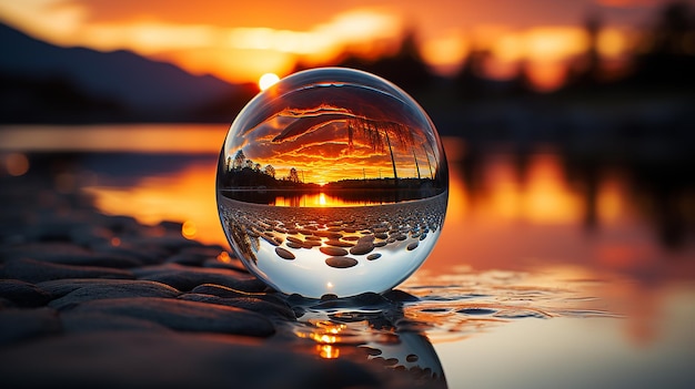 Glass Ball Sunset Silhouette