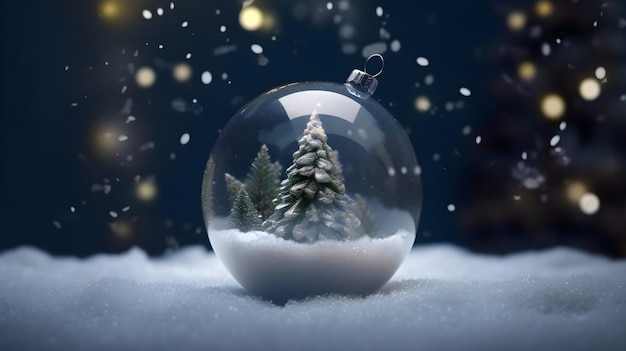 A glass ball with a christmas tree inside