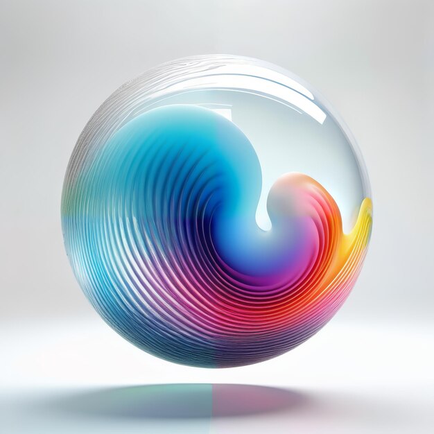 Glass Ball With Colorful Swirl Inside