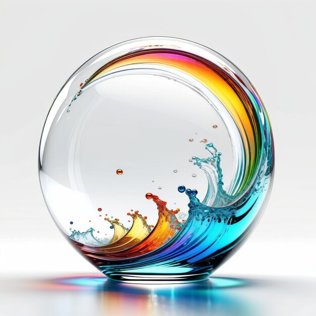 Glass Ball With Colorful Wave Inside