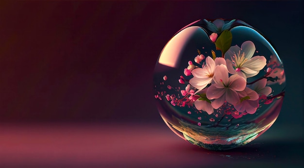 A glass ball with a flower inside