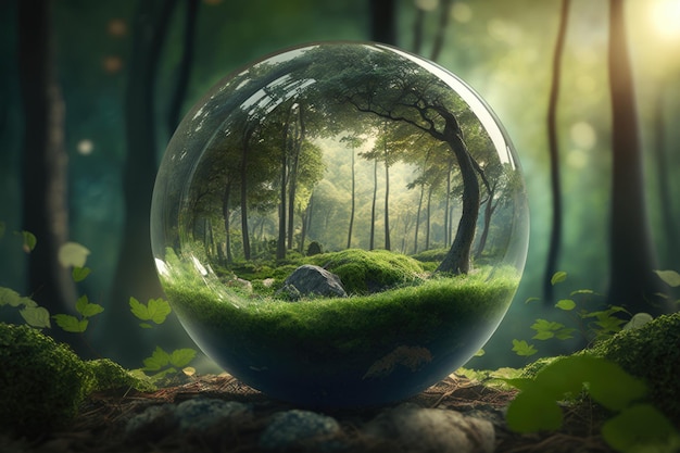 Glass Ball With Forest Inside it