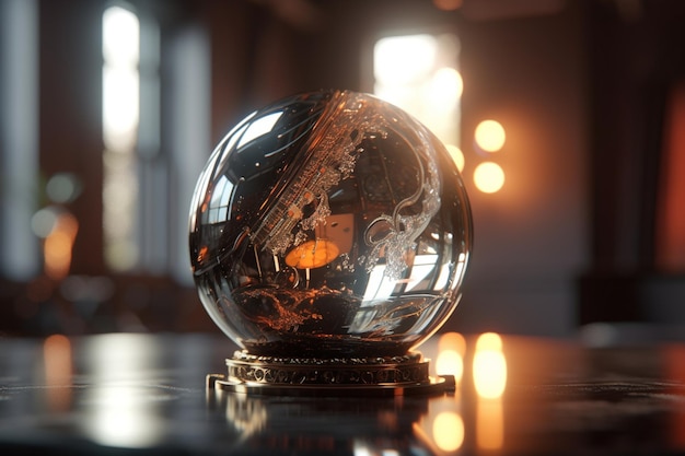 A glass ball with a gold foil on it