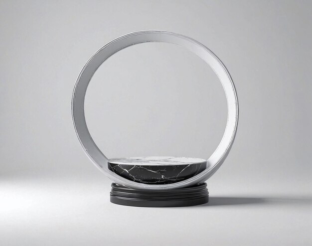 a glass ball with a marble base