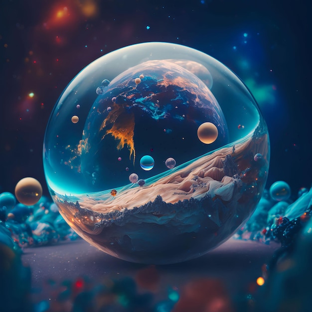 A glass ball with the planet earth inside