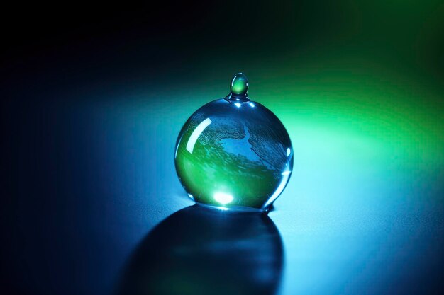 A glass ball with the planet earth on it