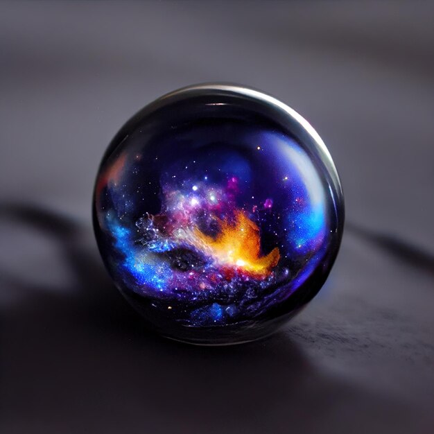 Photo a glass ball with a space ship in it