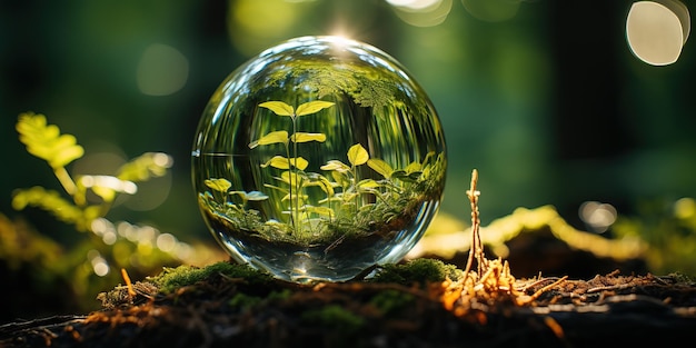 a glass ball with the sun shining through it.