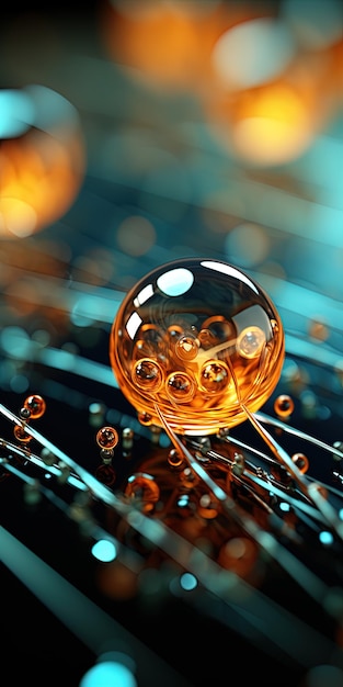 Photo a glass ball with water drops on it