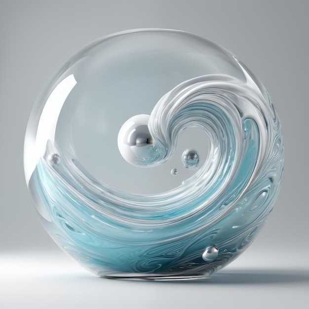 Glass Ball With Wave Inside