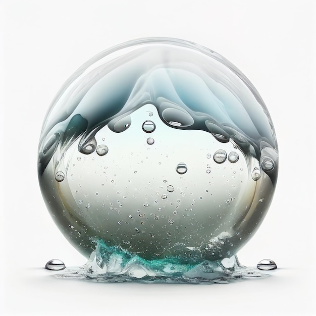 A glass ball with the word " water " on it