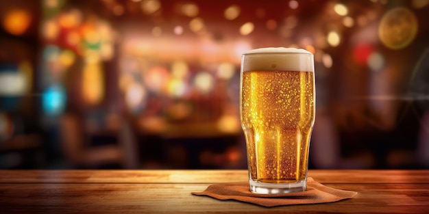 Glass of Beer Background International Beer Day Celebration Generative Ai