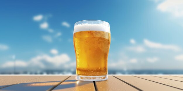 Glass of Beer Background International Beer Day Celebration Generative Ai