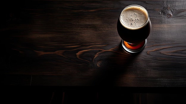 A glass of beer on a bar table