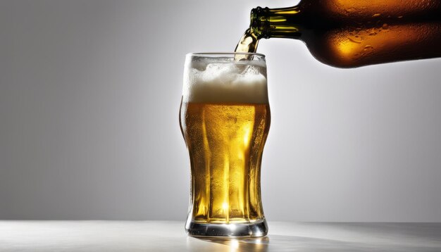 A glass of beer being poured