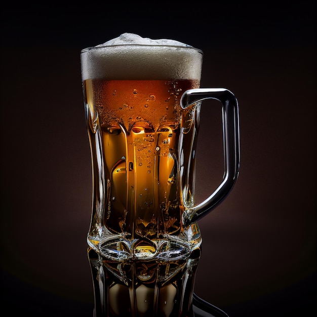 A glass of beer on black background