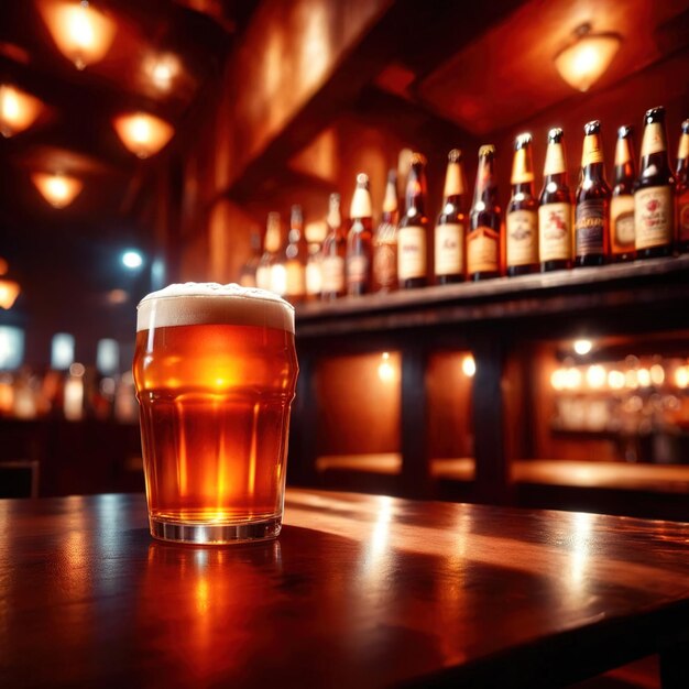 Foto un bicchiere di birra in un bar accogliente e accogliente