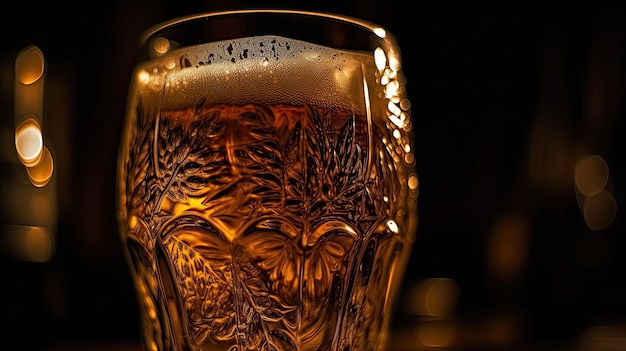 A glass of beer is filled with beer.