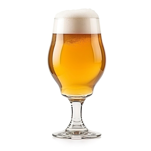 Glass of beer isolated on white background generate ai