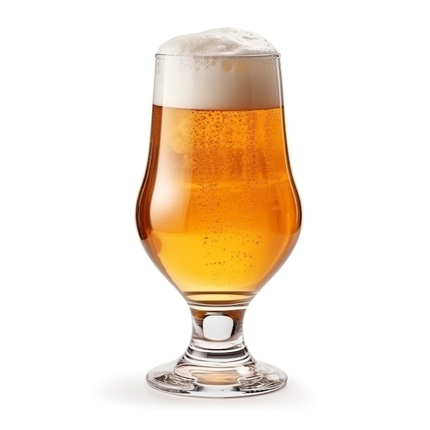 Glass of beer isolated on white background generate ai