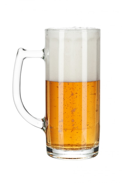 Glass of beer isolated on a white background