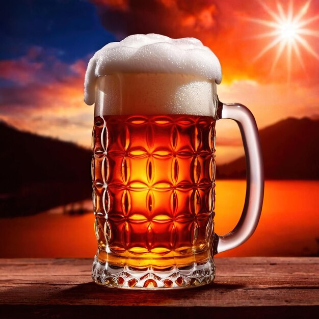 グラスのビールがグラスの広告プロモーション写真に
