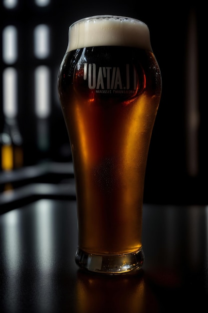 A Glass Of Beer Sitting On Top Of A Table