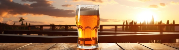 テーブルの上のビールのグラス