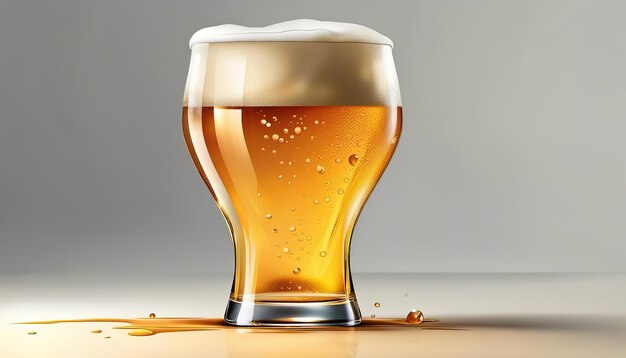 Glass Beer Vector with Energetic Beer Splash