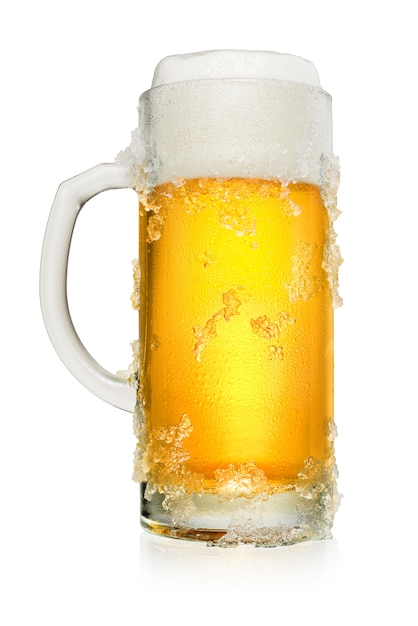 Glass of beer on white