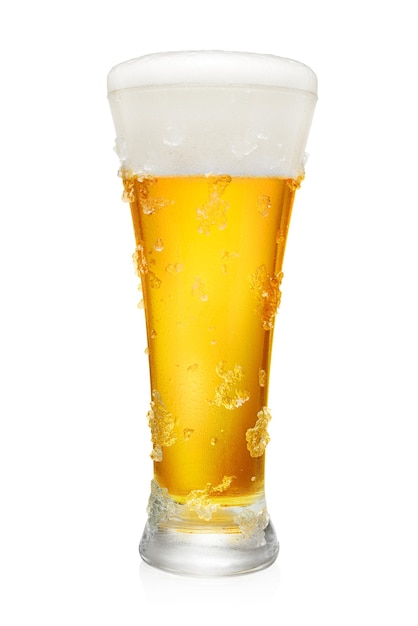 Glass of beer on white