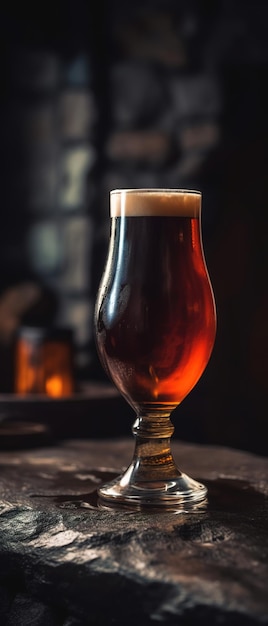 A glass of beer with a dark background