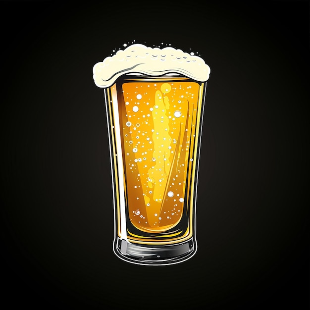 上に浮かぶ泡のあるビールのグラス